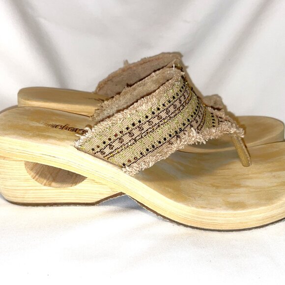 VTG Y2K Skechers CALI Size 8.5 Slip On Cut Out Block Heel Metallic Detail - Picture 6 of 9